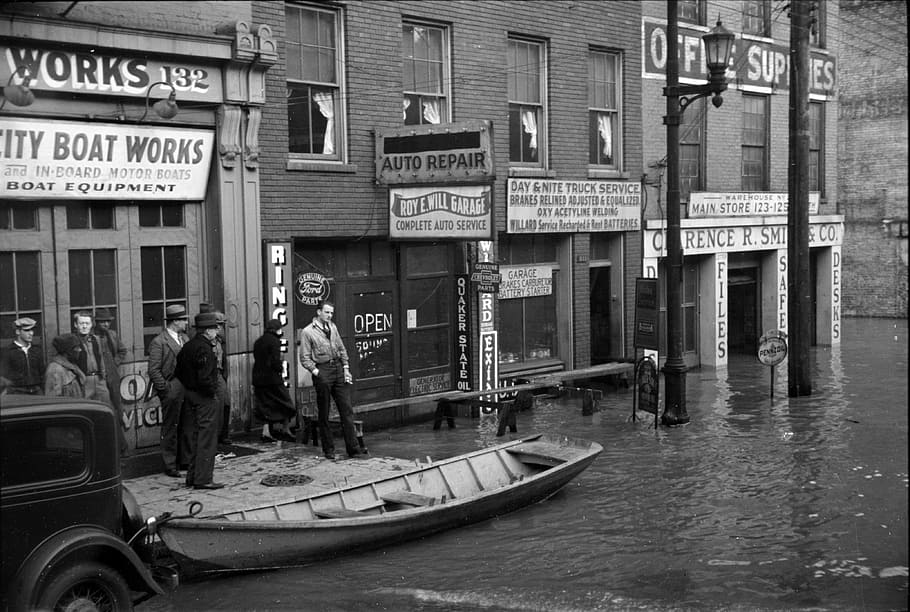 1936 Ohio River Flood in Louisville, Kentucky, buildings, photos, HD wallpaper