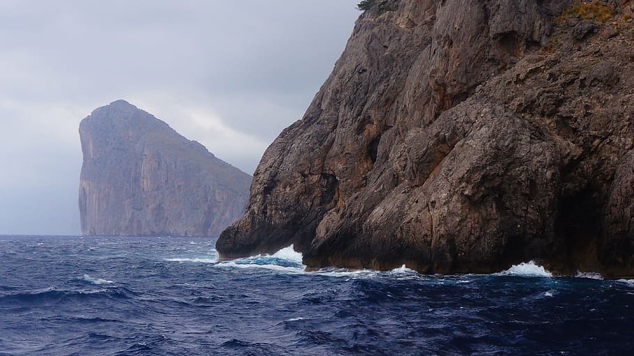 sea, rock, ocean, the cliffs, the coast, nature, landscape HD wallpaper