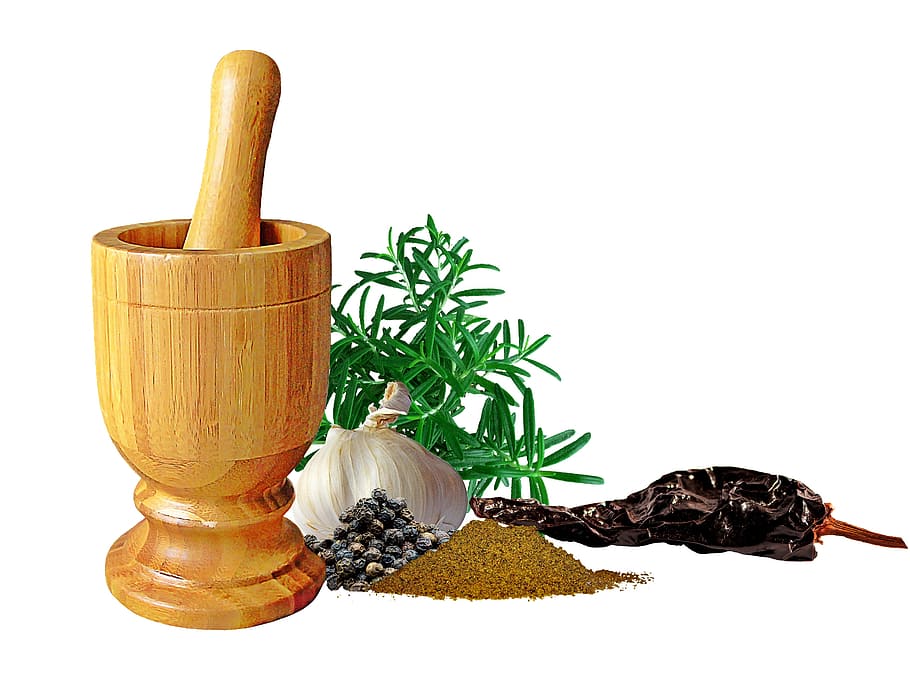 brown wooden mortar and pestle, Condiments, Spices, Cumin, garlic HD wallpaper