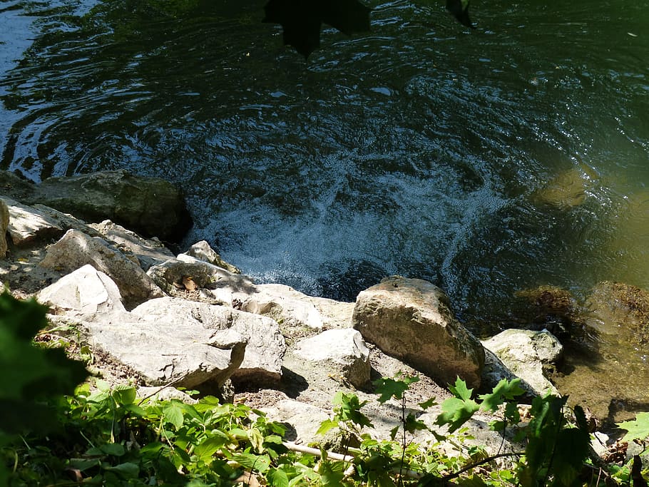 water, source, bubble, bach, river, stones, rock, rock - object HD wallpaper