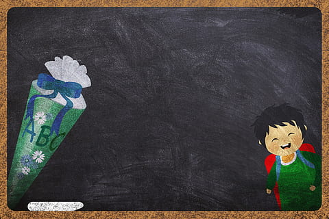 chalkboard wallpaper, schultüte, students, background image HD wallpaper