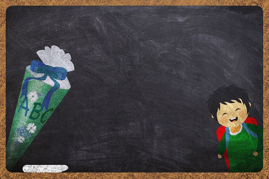 chalkboard wallpaper, schultüte, students, background image, HD wallpaper