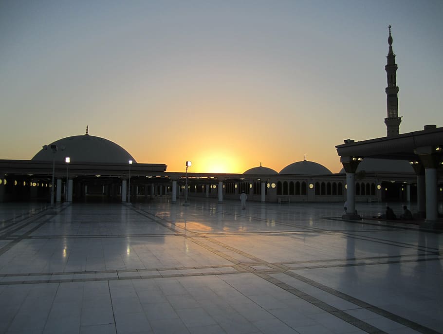 photography of concrete building, saudi arabia, sunset, mosque HD wallpaper