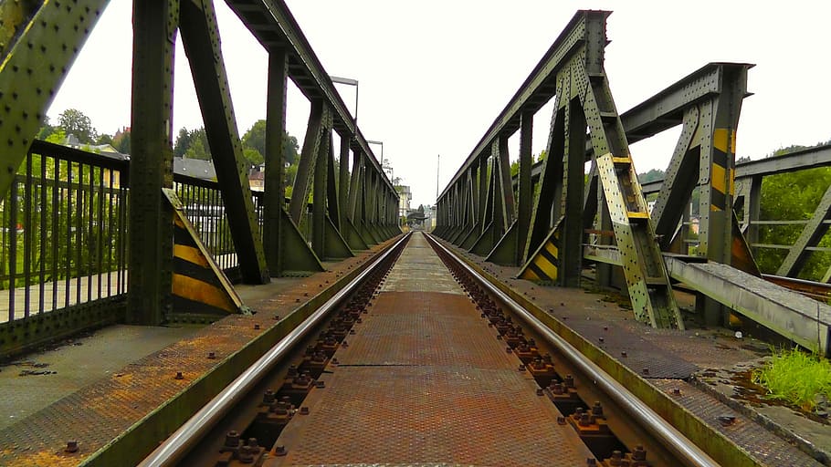 Old Bridge, Train, Track, seemed, travel, transportation, bridge - man made structure HD wallpaper