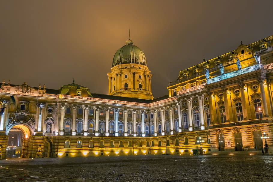 low angle photography of white building during night time, winter HD wallpaper