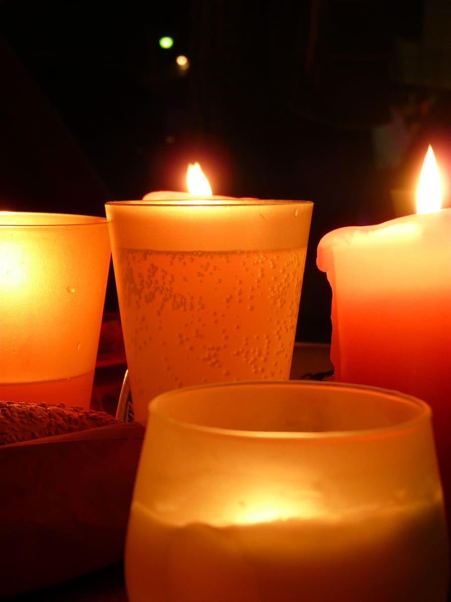 Candlelight, Romance, Cup, windlight, candles, mood, flame HD wallpaper