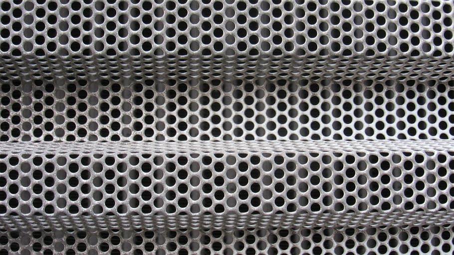 gray metal mesh case, Holes, Sheet, Folded, Mudguard, perforated sheet HD wallpaper