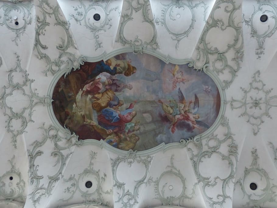 ceiling painting, blanket, collegiate church of st peter, salzburg, HD wallpaper