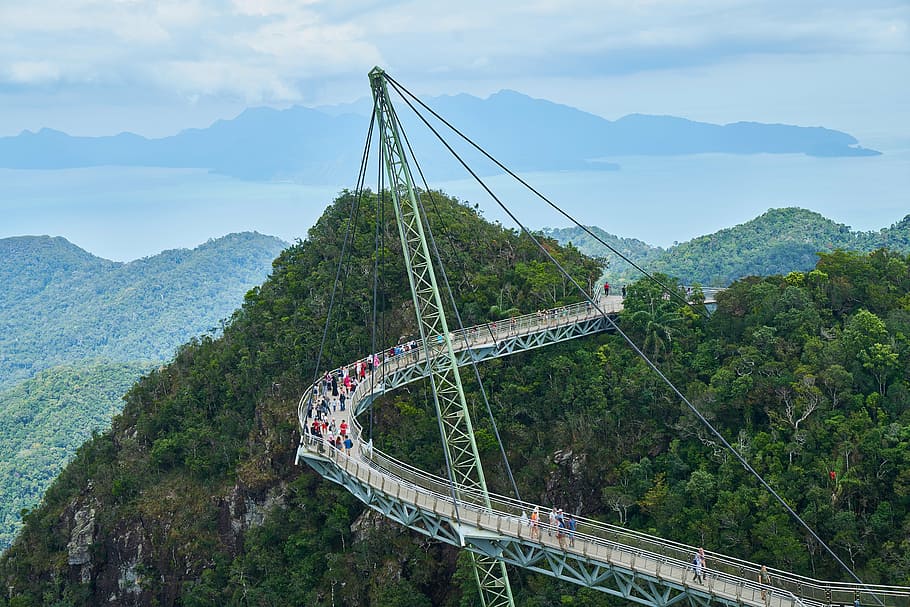 bridge, mountain, taylor, sky, high, environmental, clouds HD wallpaper