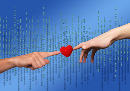two hands pointing at heart, Matrix, Love, Communication, software HD wallpaper