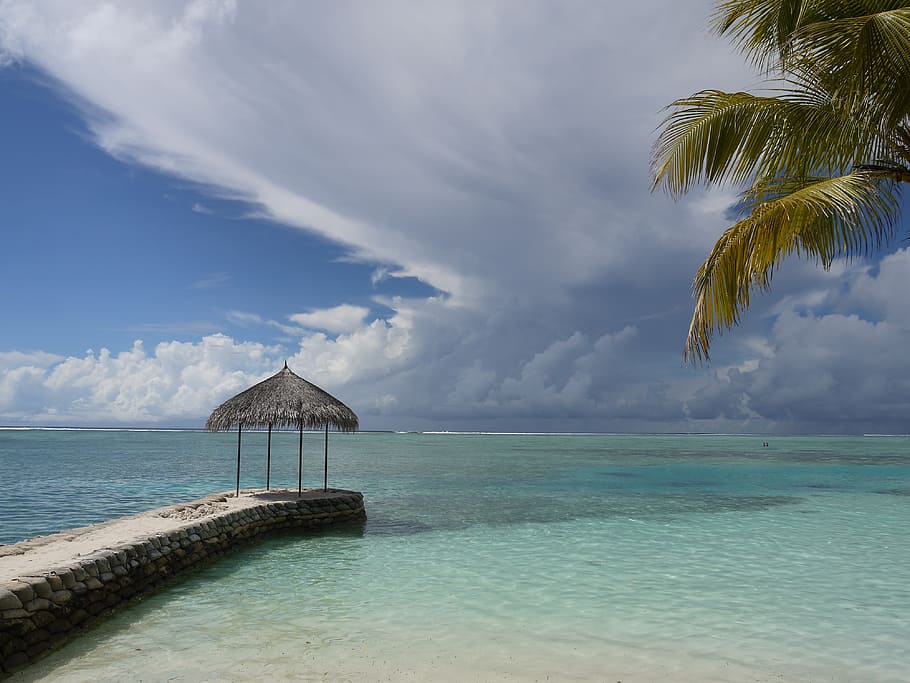 clouds, sea, sky, ocean, outdoor, view, weather, nature, blue HD wallpaper