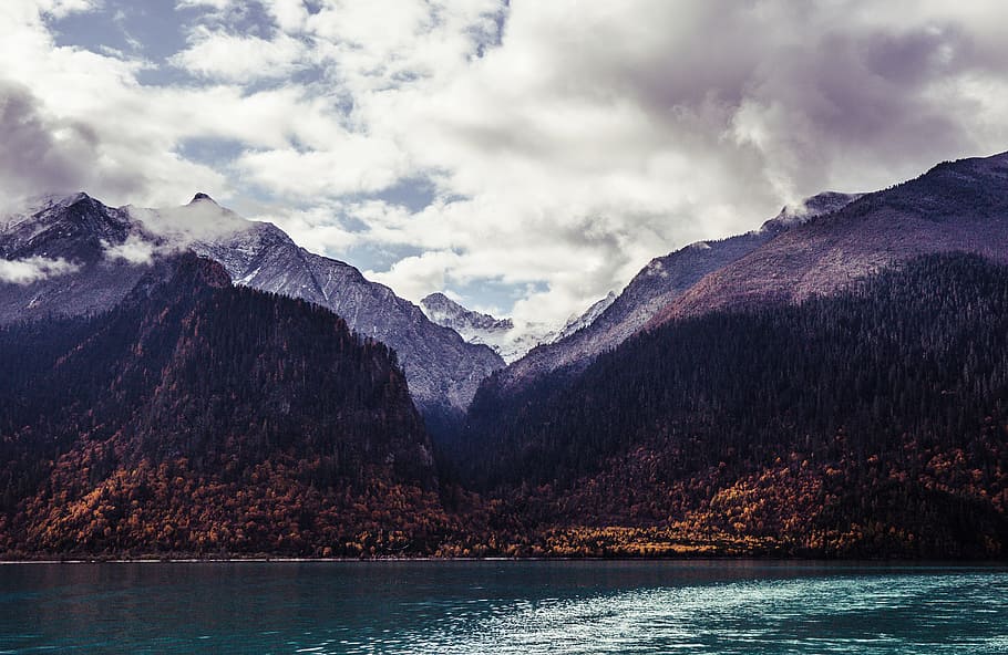 landscape photography of lake and mountains, landscape photo of mountains and body of water HD wallpaper