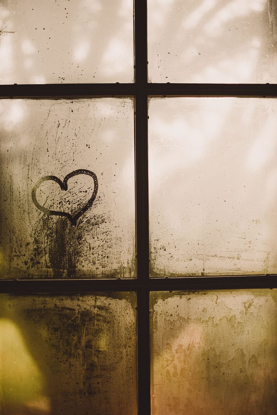 black heart print on glass window, drawing, pane, dirt, paint HD wallpaper