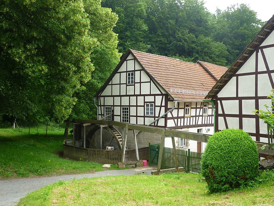 mill, upper mill, truss, mühlbach, nostalgia, old, home, forest HD wallpaper