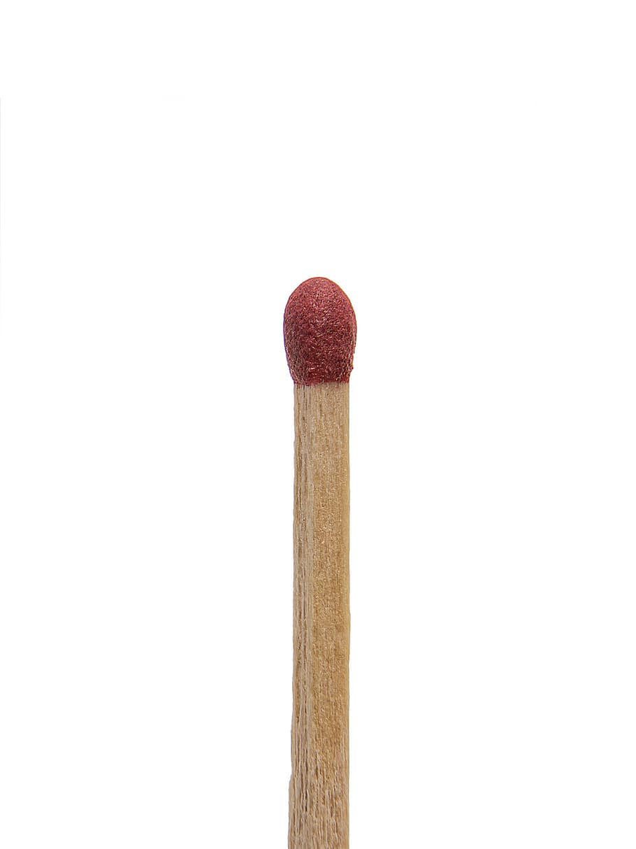 brown match stick, matchstick, isolated, wood, flammable, ignition