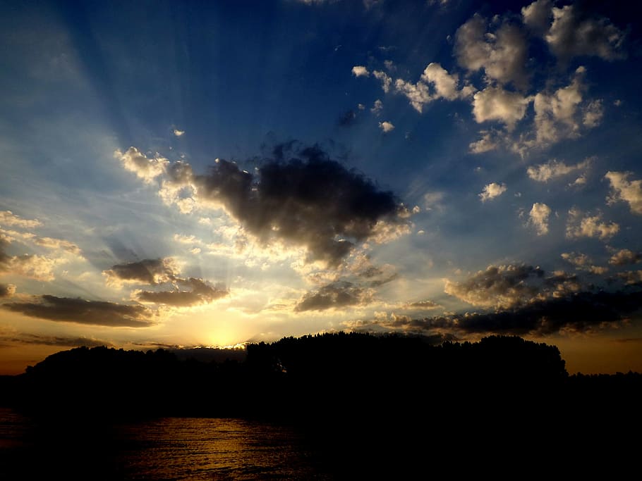 Sunset, Water, Reflection, Twilight, in the evening, shadow HD wallpaper