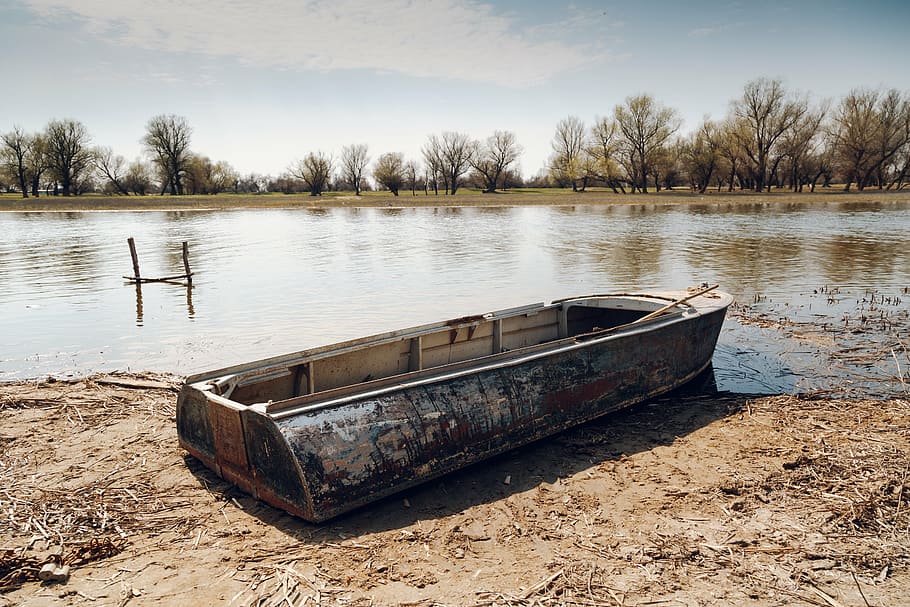 boat, beach, river, summer, vacation, water, nature, journey HD wallpaper