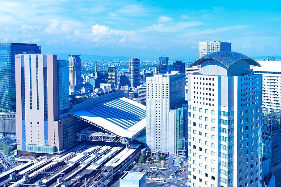 illustration of city, landscape, japan, station, osaka station, HD wallpaper