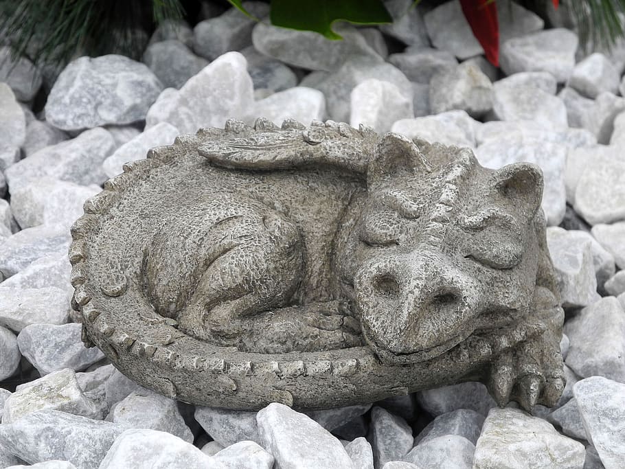 dragon, stone, sleep, satisfied, solid, art and craft, creativity HD wallpaper