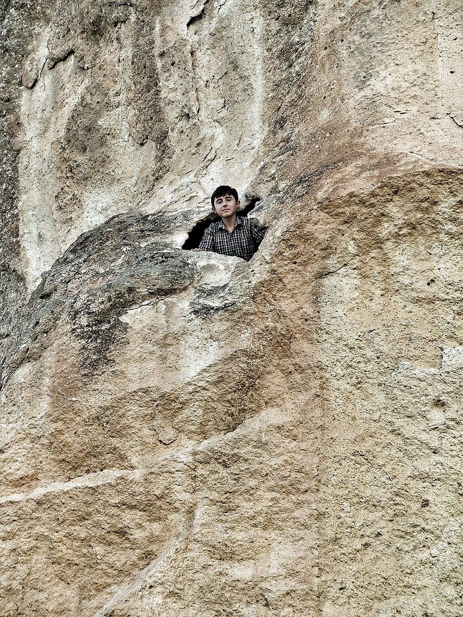 Nature, Child, Single, Bizarre, Smile, rock climbing, rock - object HD wallpaper