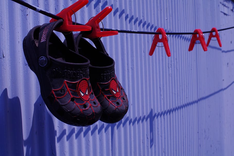 sneaker, shoes, slippers, hanging, red, no people, close-up HD wallpaper