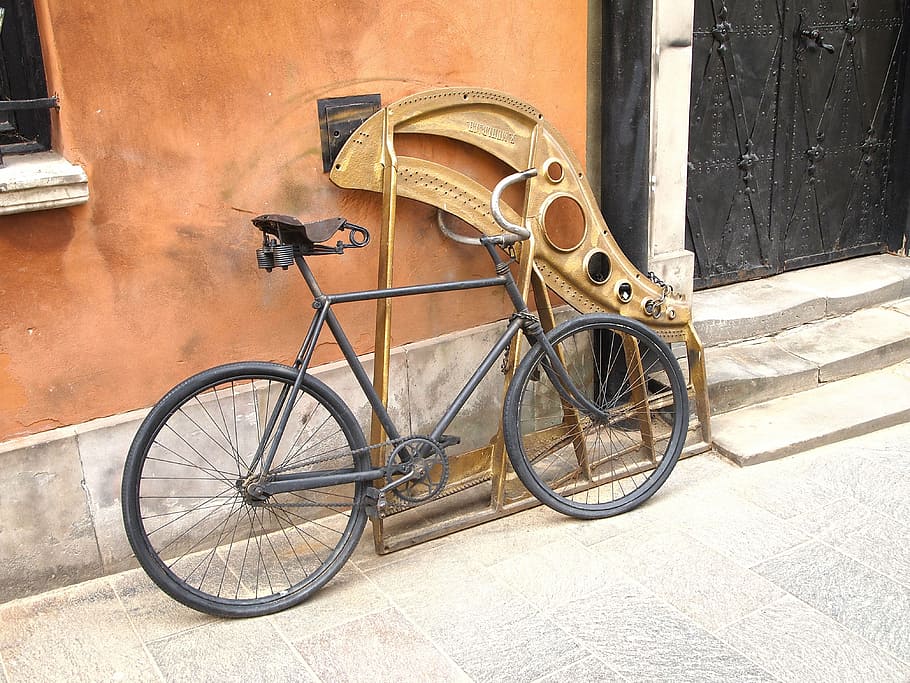 bike, old bike, warsaw, the old town, poland, summer, street, HD wallpaper