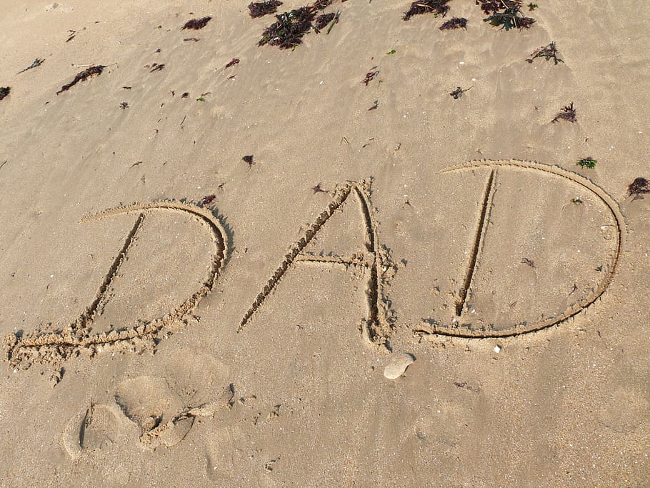 father, sand, text, word, mail, writing, beach, land, high angle view HD wallpaper