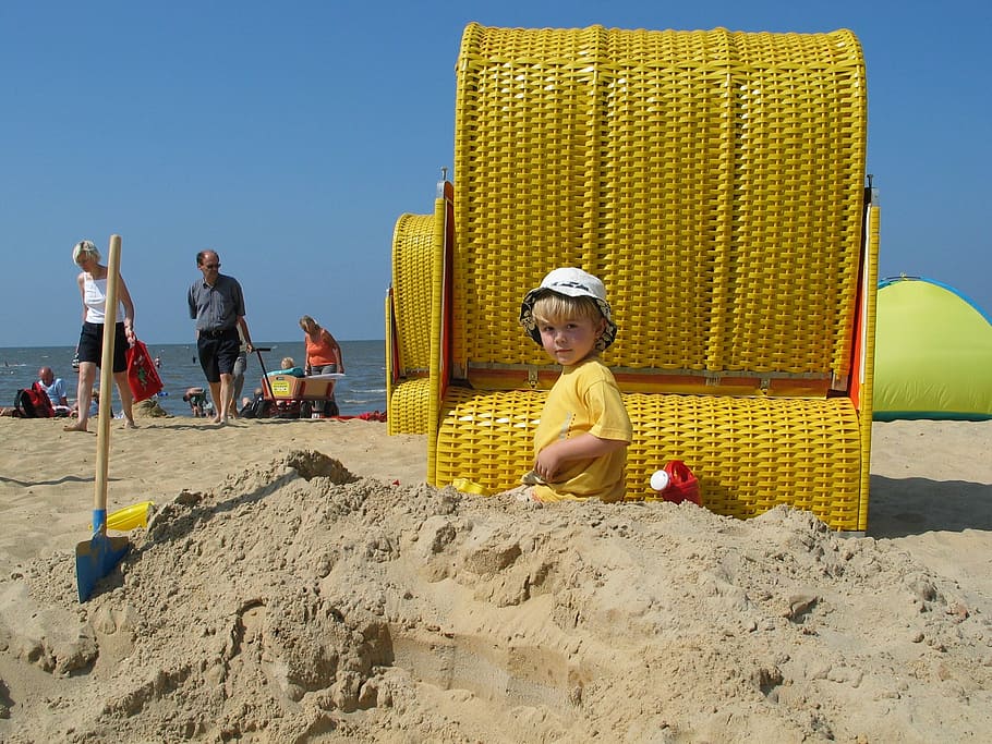 child play, sandalwood, sandburg, north sea, beach, watts, wadden sea, HD wallpaper