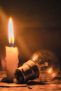 Candle, Bulb, Fire, Light, Electric, energy, bright, technology HD wallpaper