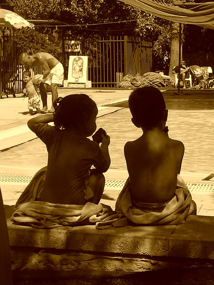 kids, pool, swim, summer, happy, childhood, sculpture, art and craft HD wallpaper