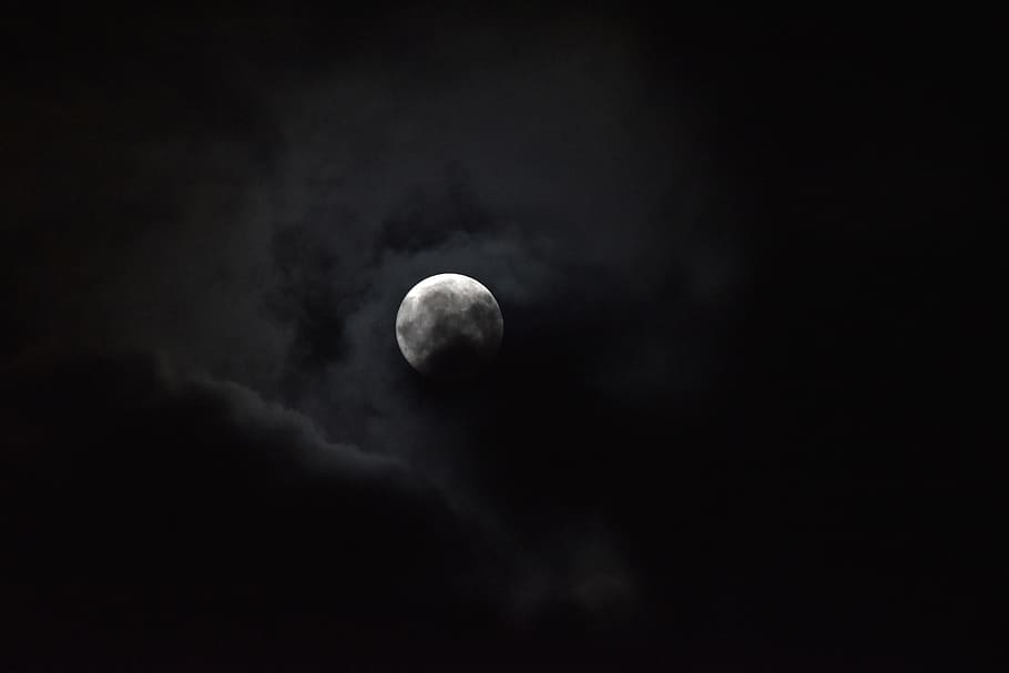 full moon, cloudy, moonlight, night, dark sky, fullmoon, astronomy, HD wallpaper