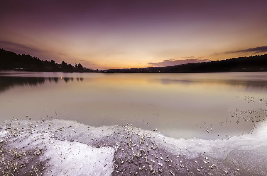 Lac, body of water, lake, sun, sky, shore, ice, scenics - nature HD wallpaper
