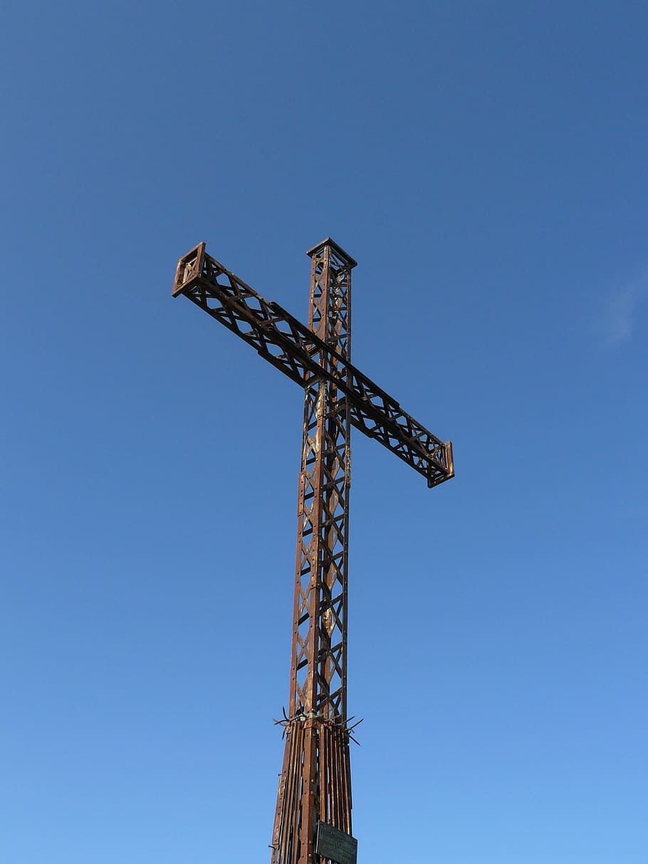 cross, heaven, sky, low angle view, blue, clear sky, no people HD wallpaper