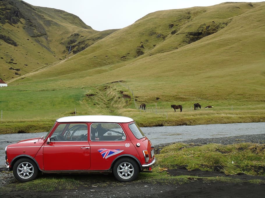 mini cooper, auto, iceland, nature, mode of transportation HD wallpaper
