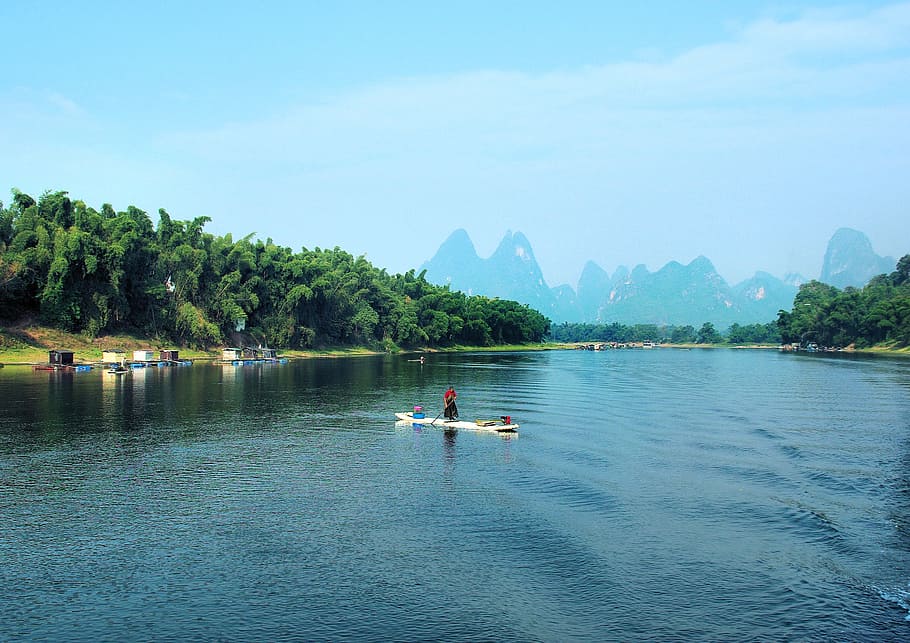 china, li river, landscape, fishing, sugar loaf, cormorant, HD wallpaper