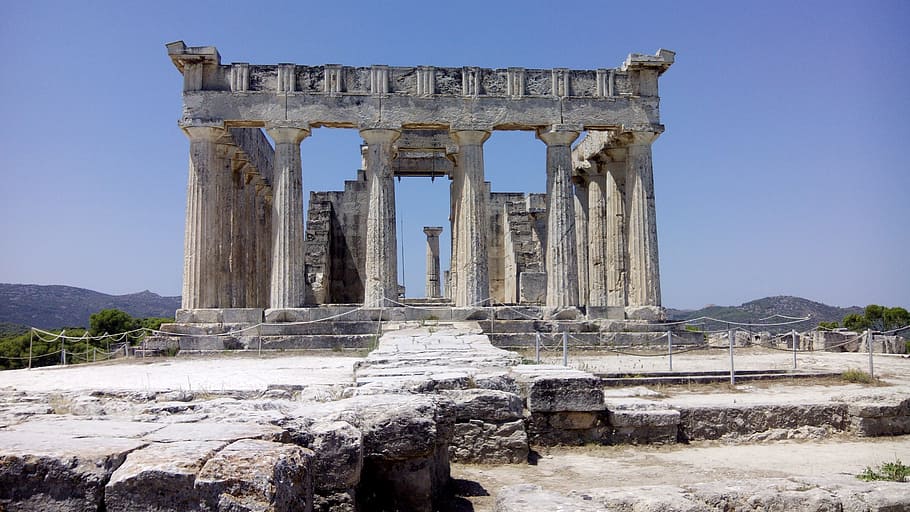 Temple, Doric, afaia, history, ancient, old ruin, architectural column HD wallpaper