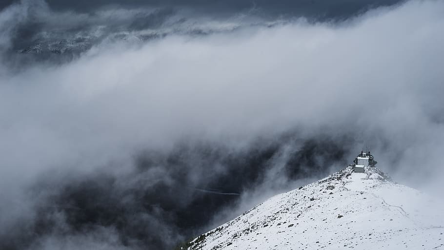 white mountain under white clouds at daytime, Way Up, Stay Up HD wallpaper