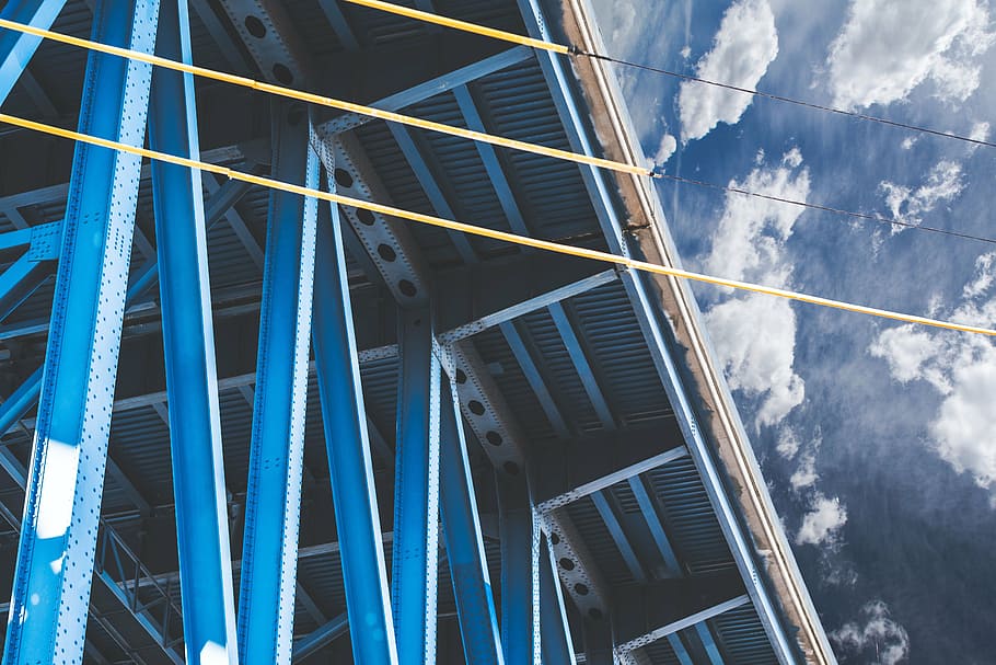blue metal conjunction, architecture, building, structure, sky HD wallpaper