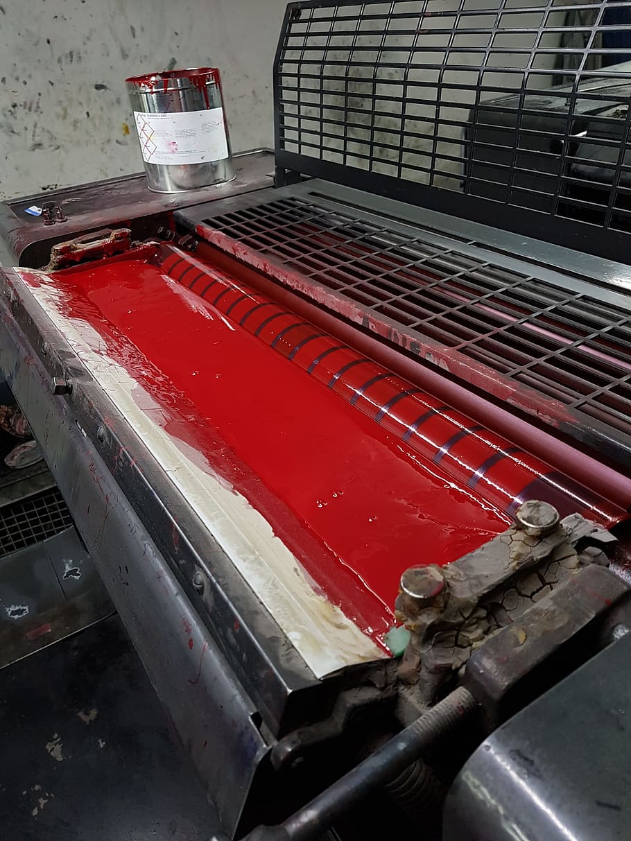 production, grinder, industry, machine, ink, red, no people HD wallpaper