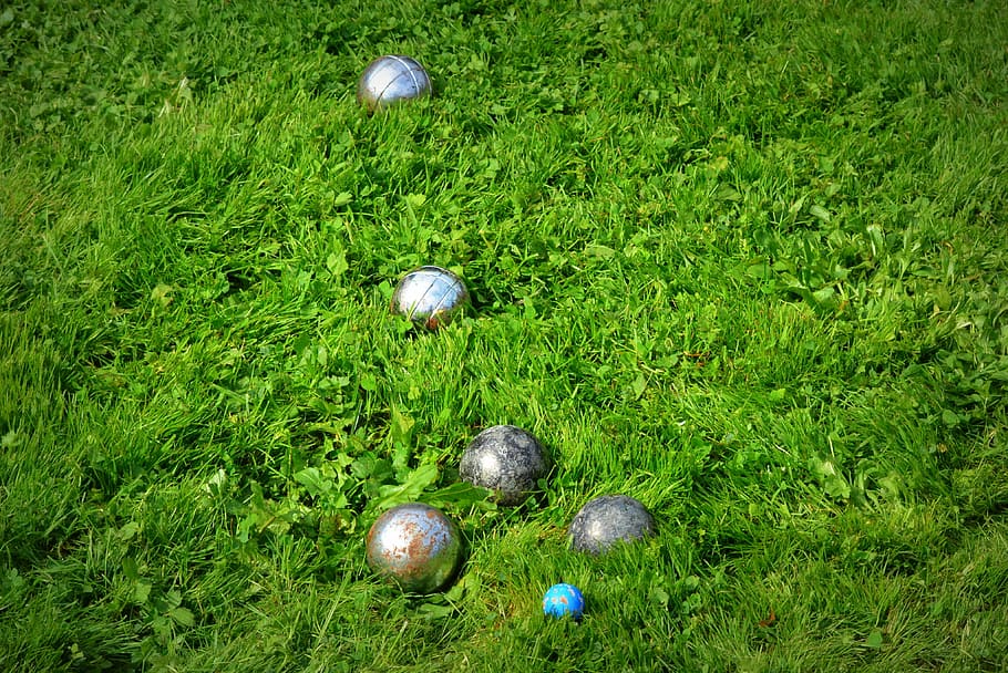 petanque, grass, balls, game, green color, plant, no people HD wallpaper