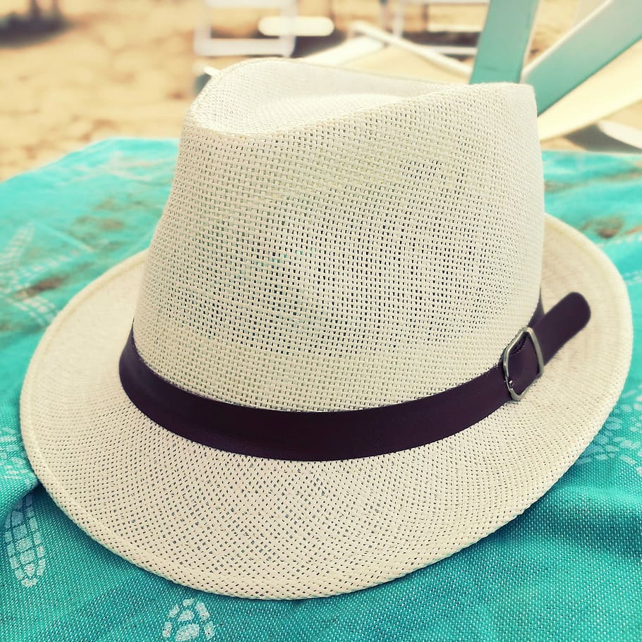 Hat, Beach, Sun, Sea, Chairs, Sarong, towel, sand, holidays, HD wallpaper