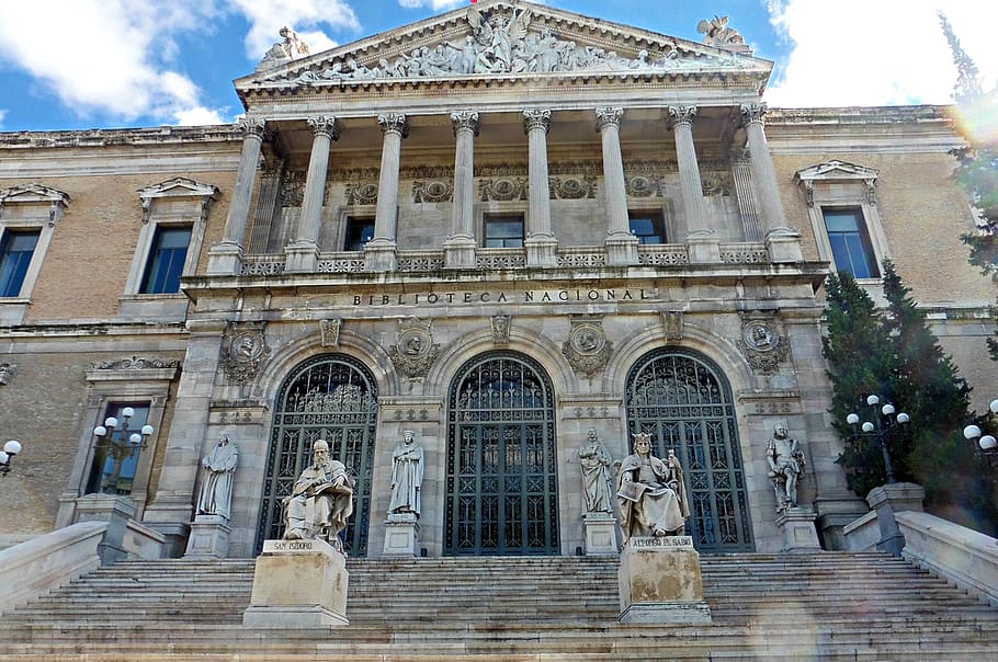 library, national, madrid, building, architecture, built structure, HD wallpaper