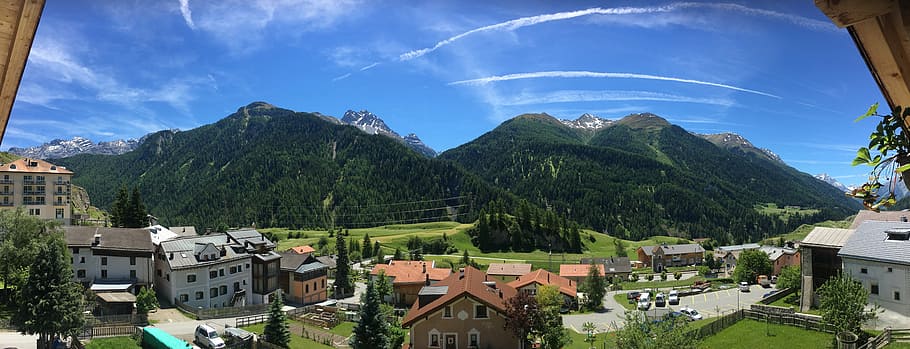 mountain, forest, panorama, building exterior, architecture HD wallpaper