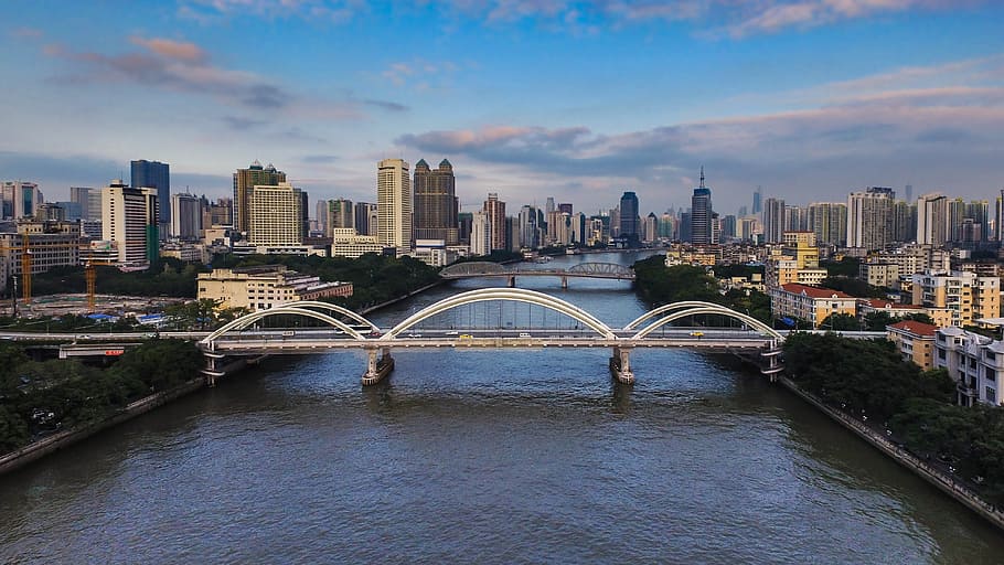 Canton, Haizhu Bridge, Empty, Shoot, empty shoot, river, cityscape HD wallpaper