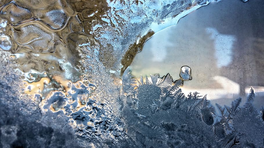 ice, window, winter, cold, crystals, nature, water, environment HD wallpaper