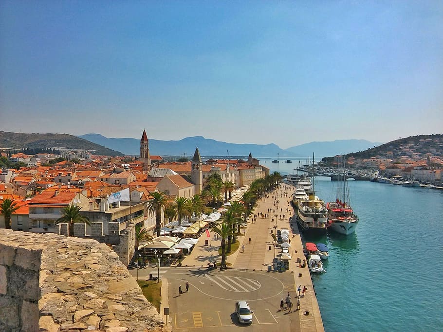 city, mediterranean, sea, body of water, trogir, croatia, landscape, HD wallpaper