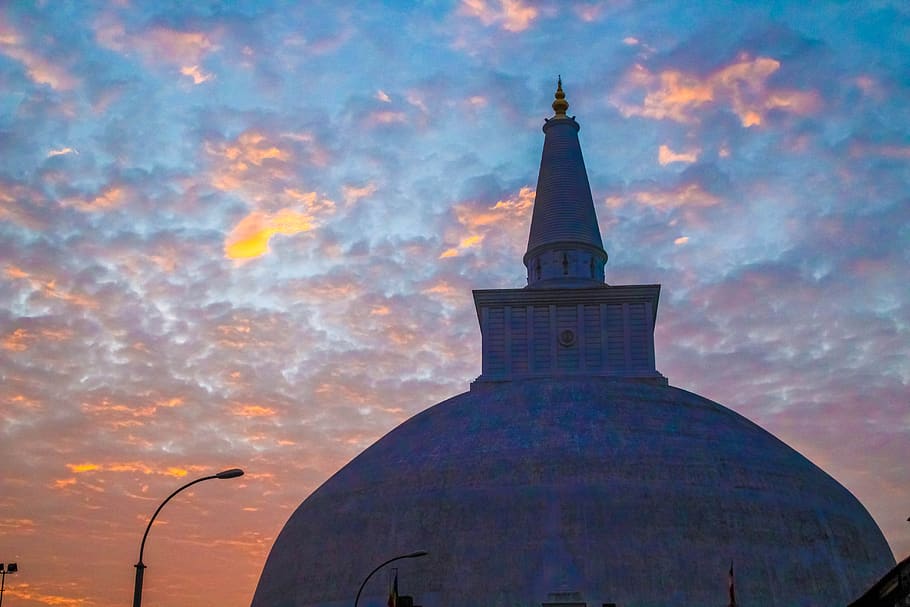 stupa, sunset, asia, temple, travel, architecture, buddhism