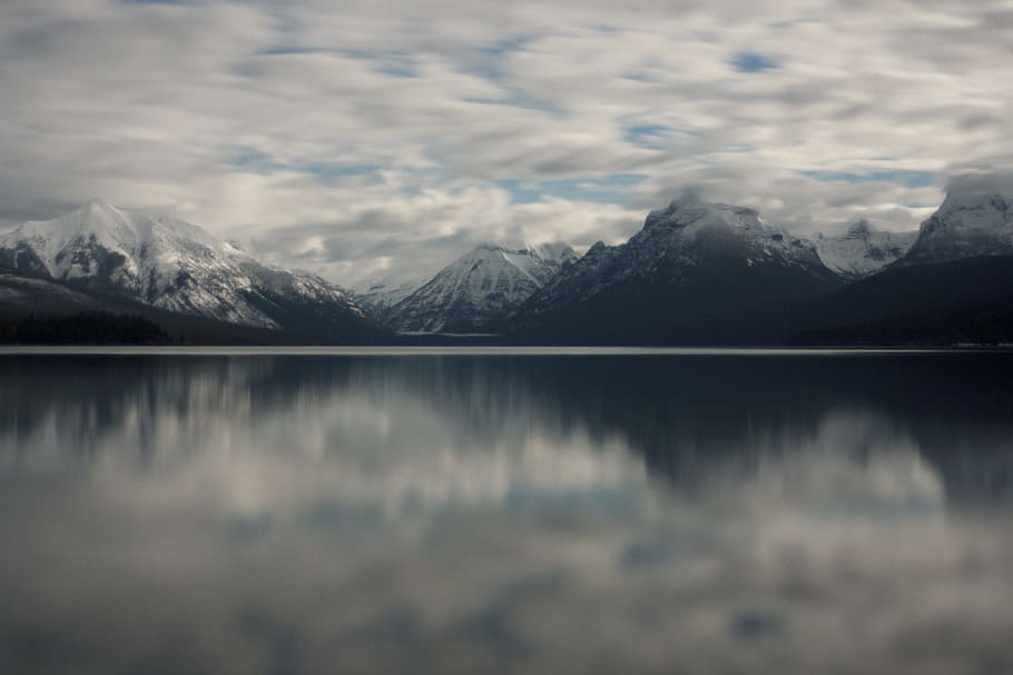 mountain covered with snow, snow-covered mountains during cloudy day HD wallpaper