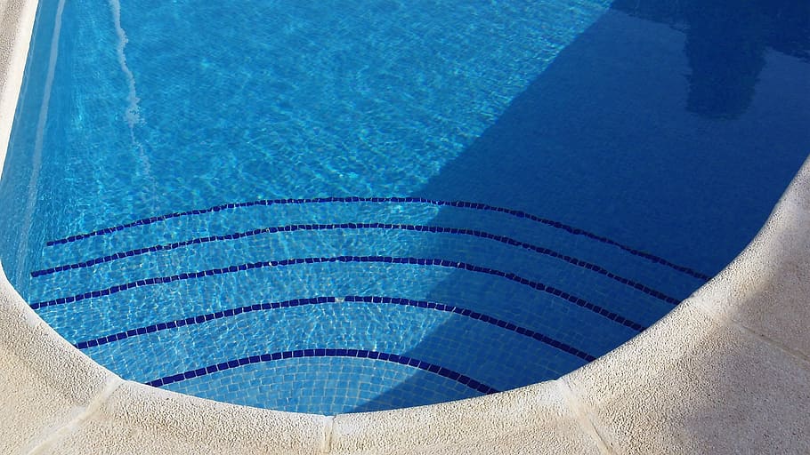 oval blue pool, swimming, vacation, leisure, relaxation, spa, HD wallpaper