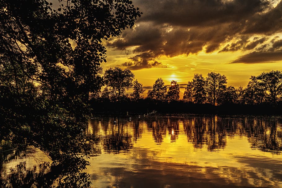 dawn, landscape, nature, sky, clouds, countryside, evening sky HD wallpaper